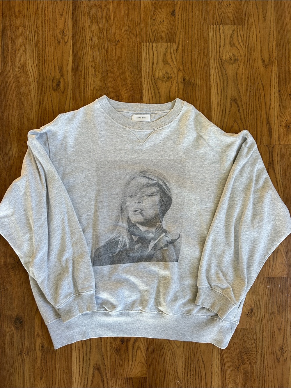 Anine Bing Grey Graphic Crewneck Sweatshirt